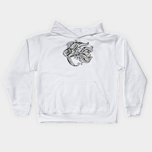 Black and White Print of Exotic Fish Kids Hoodie